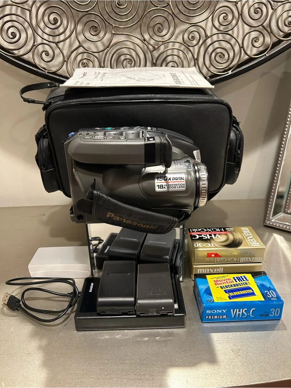 Panasonic Gray/Silver Handheld Camcorder with CarryCase Tapes,batteries &charger